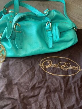 Onna Ehrlich Turquoise Pebbled Leather Shoulder Bag